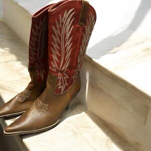 Stylish Red and Brown Western Boots